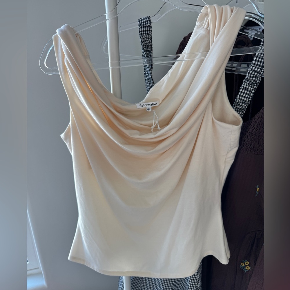 Reformation Ivory Cowl Neck Camisole